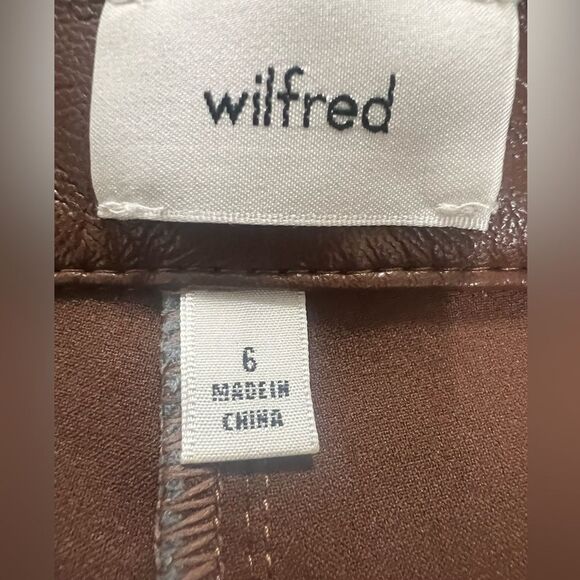 Aritzia Wilfred nord cognac pants size 6 vegan leather moto style night out - Picture 3 of 8